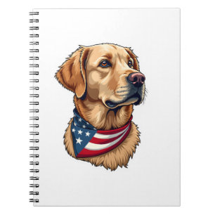 Patriotisches Golden Retriever Kopf Vintage-Shirt  Notizblock