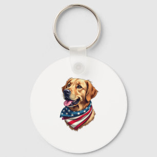 Patriotisches Golden Retriever Kopf Vintage-Shirt Schlüsselanhänger