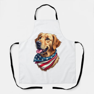 Patriotisches Golden Retriever Kopf Vintage-Shirt Schürze