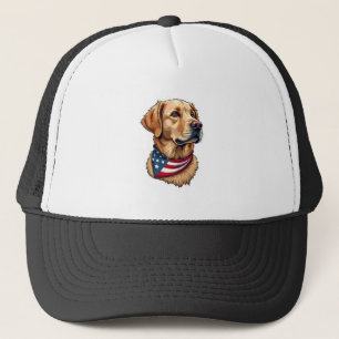 Patriotisches Golden Retriever Kopf Vintage-Shirt  Truckerkappe