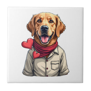 Patriotisches Golden Retriever Liebhaber Vintage-S Fliese