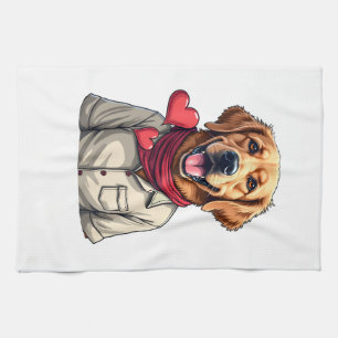 Patriotisches Golden Retriever Liebhaber Vintage-S Geschirrtuch