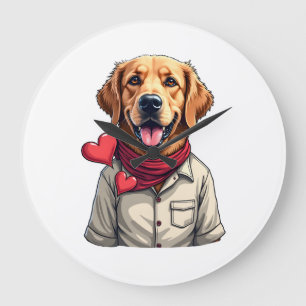 Patriotisches Golden Retriever Liebhaber Vintage-S Große Wanduhr