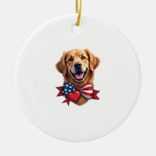 Patriotisches Golden Retriever Liebhaber Vintage-S Keramik Ornament