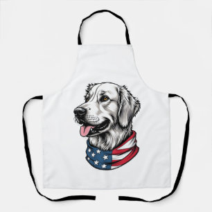 Patriotisches Golden Retriever-Linienkunst-Vintage Schürze