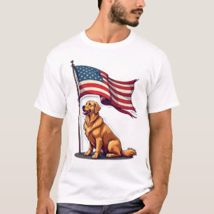 Patriotisches Golden Retriever-Parade-Banner-T-Shi T-Shirt