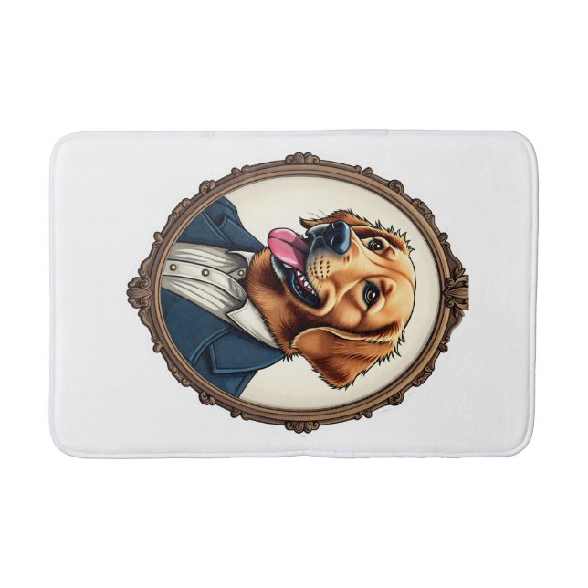 Patriotisches Golden Retriever-Porträt Vintage T-S Badematte (Vorderseite)