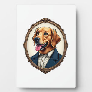 Patriotisches Golden Retriever-Porträt Vintage T-S Fotoplatte