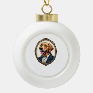 Patriotisches Golden Retriever-Porträt Vintage T-S Keramik Kugel-Ornament