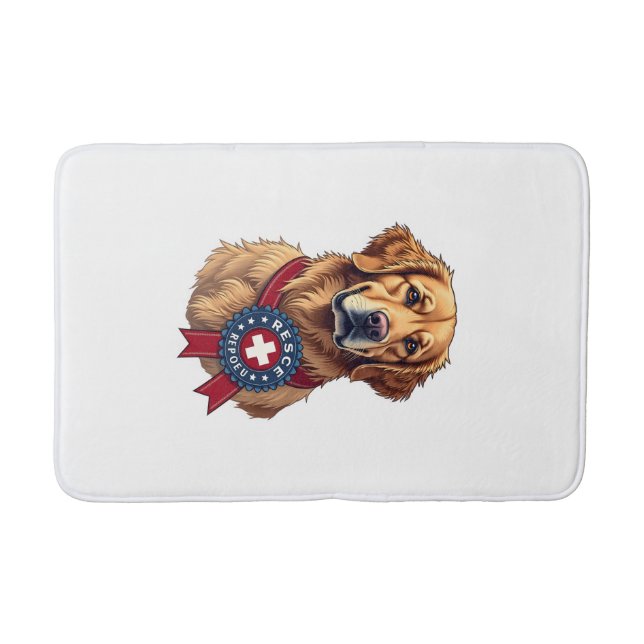 Patriotisches Golden Retriever-Rettungs Vintage-T- Badematte (Vorderseite)