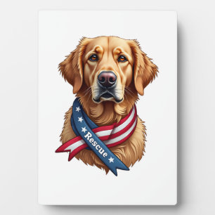 Patriotisches Golden Retriever-Rettungs Vintage T- Fotoplatte