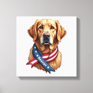 Patriotisches Golden Retriever-Rettungs Vintage T- Leinwanddruck