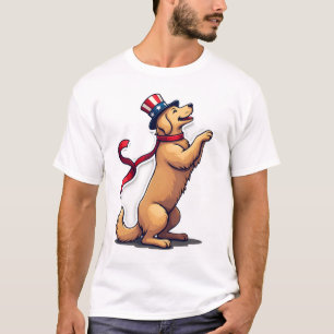 Patriotisches Golden Retriever Rising Profil Tee 3