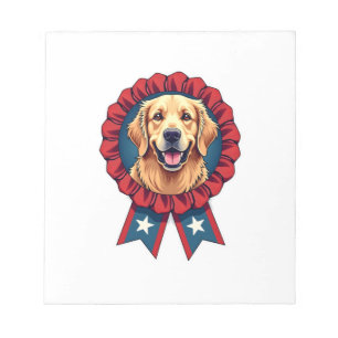 Patriotisches Golden Retriever-Rosette Vintage-Shi Notizblock