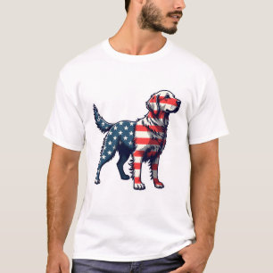 Patriotisches Golden Retriever Silhouette Vintage T-Shirt