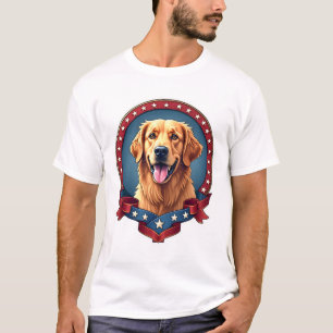 Patriotisches Golden Retriever-Tribut-Wappen-T-Shi T-Shirt
