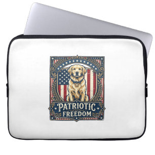 Patriotisches Golden Retriever Vektorgrafik T-Shir Laptopschutzhülle