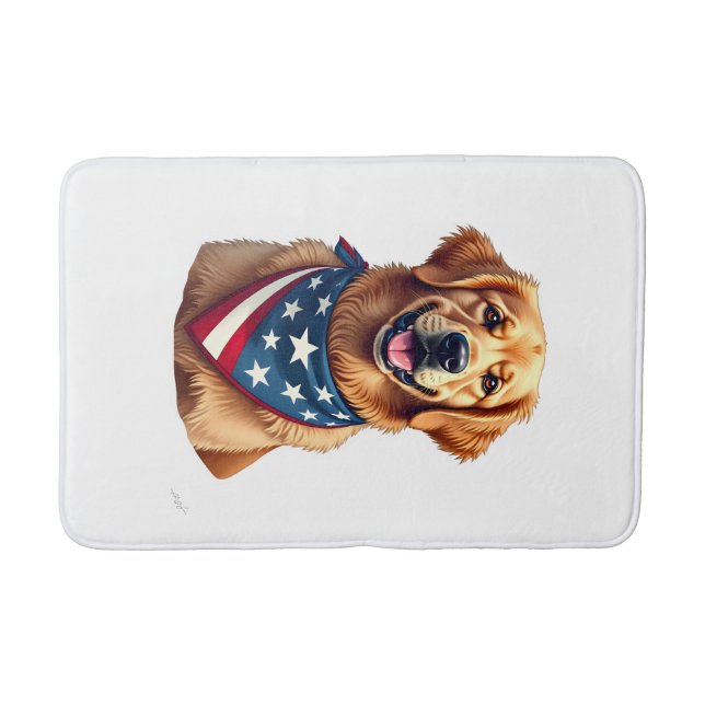 Patriotisches Golden Retriever Vintage Gravur Shir Badematte (Vorderseite)