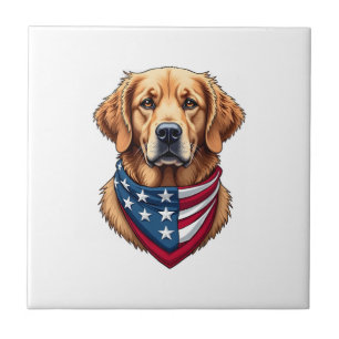Patriotisches Golden Retriever Vintage Gravur Shir Fliese