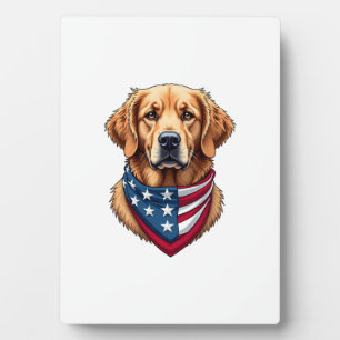 Patriotisches Golden Retriever Vintage Gravur Shir Fotoplatte
