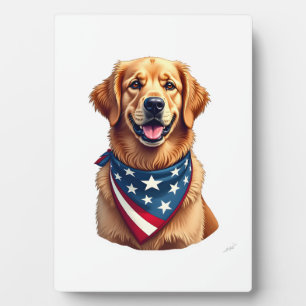 Patriotisches Golden Retriever Vintage-Gravur-Shir Fotoplatte