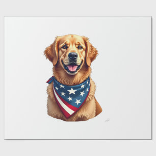 Patriotisches Golden Retriever Vintage-Gravur-Shir Geschenkpapier