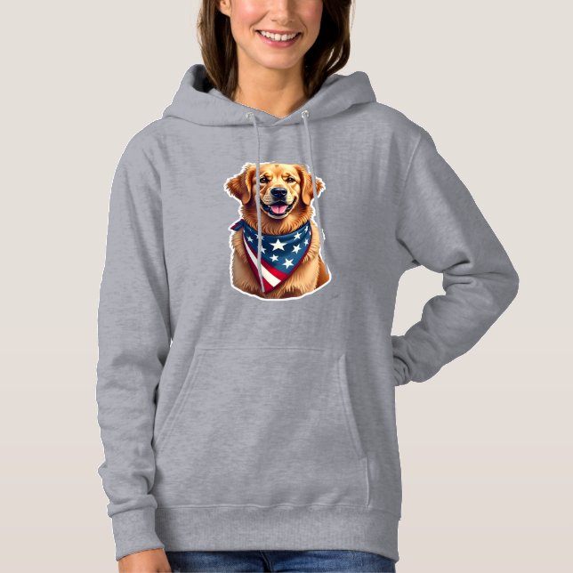 Patriotisches Golden Retriever Vintage Gravur Shir Hoodie (Vorderseite)
