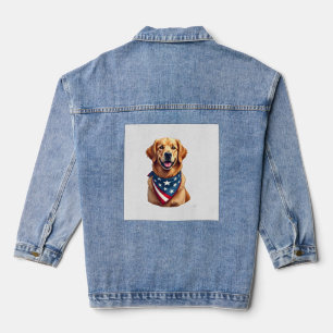 Patriotisches Golden Retriever Vintage Gravur Shir Jeansjacke