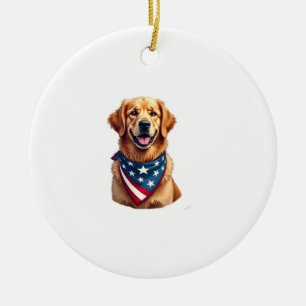 Patriotisches Golden Retriever Vintage-Gravur-Shir Keramik Ornament