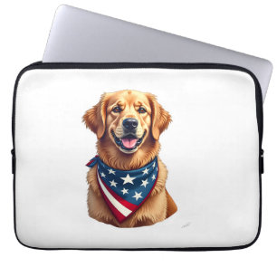 Patriotisches Golden Retriever Vintage-Gravur-Shir Laptopschutzhülle