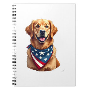 Patriotisches Golden Retriever Vintage-Gravur-Shir Notizblock