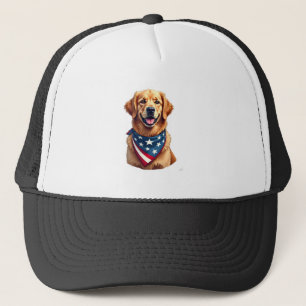Patriotisches Golden Retriever Vintage Gravur Shir Truckerkappe