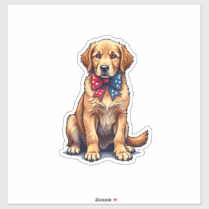 Patriotisches Golden Retriever Welpen Vintage-Shir Aufkleber