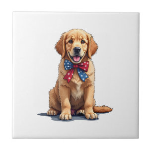 Patriotisches Golden Retriever Welpen Vintage-Shir Fliese