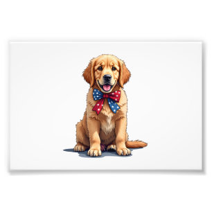 Patriotisches Golden Retriever Welpen Vintage-Shir Fotodruck