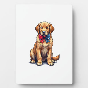 Patriotisches Golden Retriever Welpen Vintage-Shir Fotoplatte