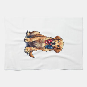Patriotisches Golden Retriever Welpen Vintage-Shir Geschirrtuch