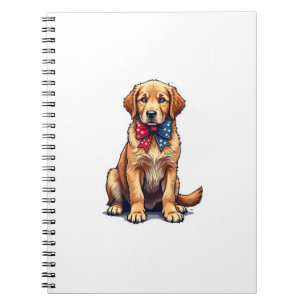 Patriotisches Golden Retriever Welpen Vintage-Shir Notizblock