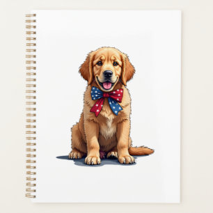 Patriotisches Golden Retriever Welpen Vintage-Shir Planer