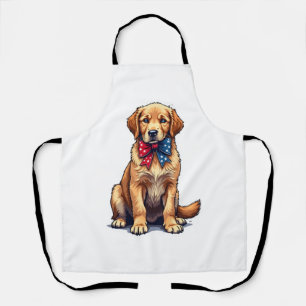 Patriotisches Golden Retriever Welpen Vintage-Shir Schürze