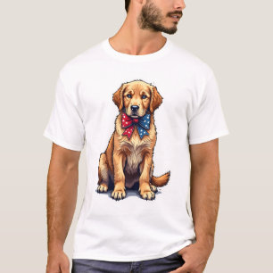 Patriotisches Golden Retriever Welpen Vintage-Shir T-Shirt
