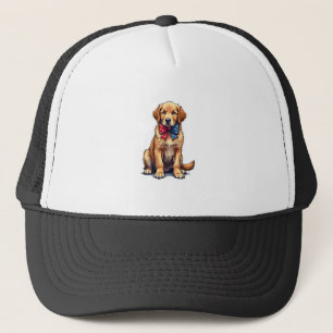 Patriotisches Golden Retriever Welpen Vintage-Shir Truckerkappe