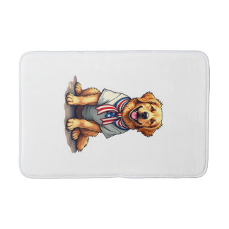 Patriotisches Goldenes Hund Vintage Gravur Shirt 2 Badematte