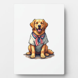 Patriotisches Goldenes Hund Vintage Gravur Shirt 2 Fotoplatte