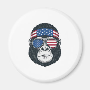 Patriotisches Gorillagesicht Vintage Gravur Vektor Magnet