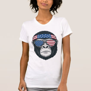 Patriotisches Gorillagesicht Vintage Gravur Vektor T-Shirt
