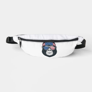 Patriotisches Gorillagesicht Vintage-Stich Vektor_ Bauchtasche