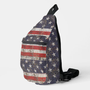 Patriotisches Grunge US Flagge Pattern Crossbody Bag