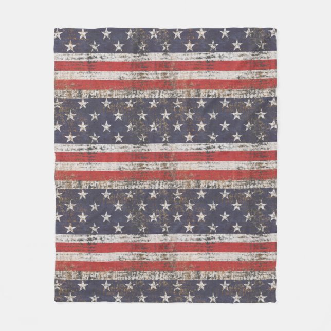 Patriotisches Grunge US Flagge Pattern Fleecedecke (Vorderseite)