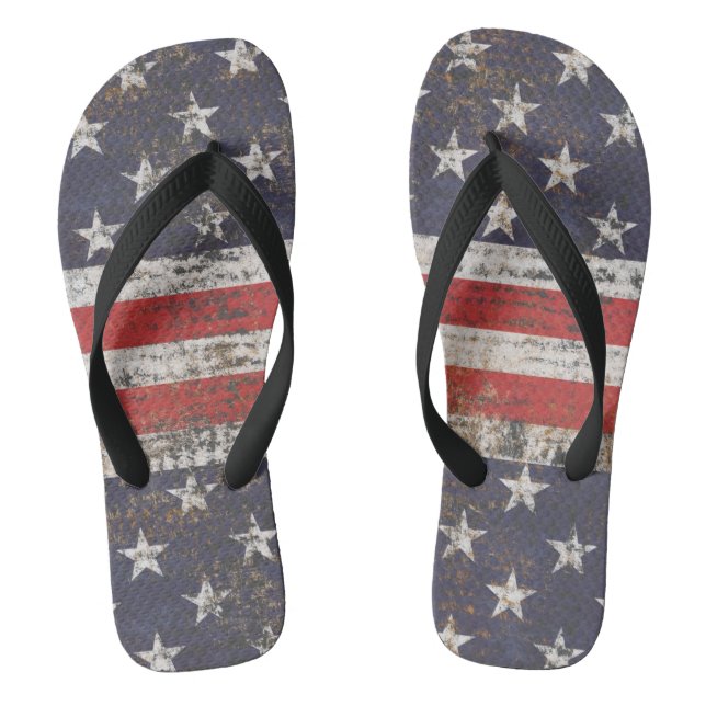 Patriotisches Grunge US Flagge Pattern Flip Flops (Fußbett)